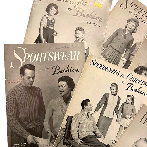 (9) Lot of 7pcs Vintage Beehive 1950s Knitting books baby family child - Picture 4 of 6